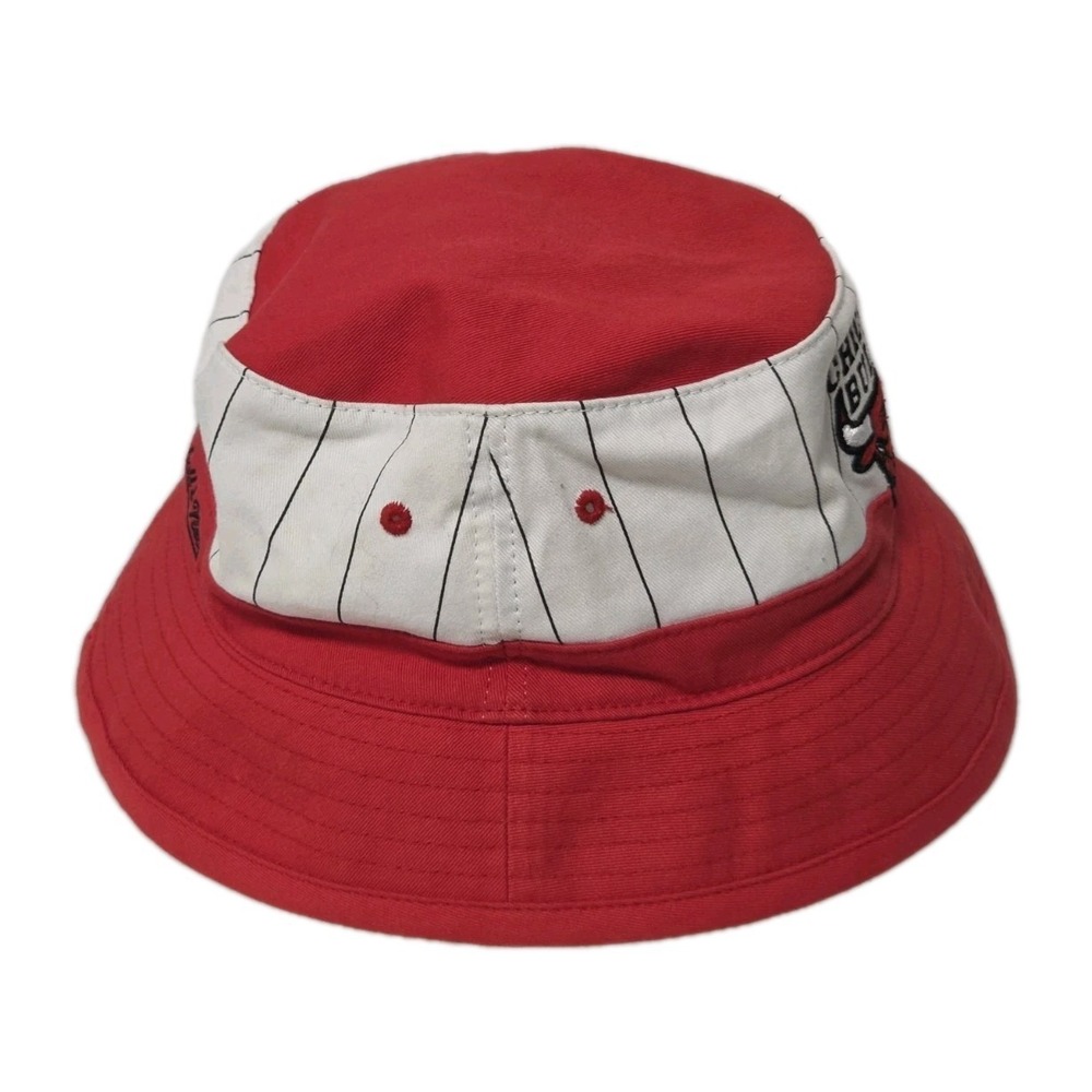 Vintage 90s Chicago Bulls NBA Bucket Hat Mitchell & Ness Pinstripe Adult L/XL - Picture 8 of 11